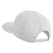 Old English M Faux Leather Patched Cotton Flat Bill Pro Cap - White OSFM