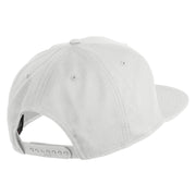 Old English M Faux Leather Patched Cotton Flat Bill Pro Cap - White OSFM