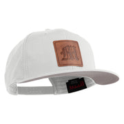 Old English M Faux Leather Patched Cotton Flat Bill Pro Cap - White OSFM