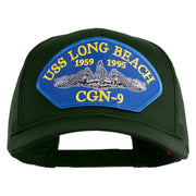 USS Long Beach 1959 1995 CGN - 9 Submarine Blue Patched Solid Cotton Twill Mesh Prostyle Cap - Dark Green OSFM