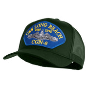 USS Long Beach 1959 1995 CGN - 9 Submarine Blue Patched Solid Cotton Twill Mesh Prostyle Cap - Dark Green OSFM