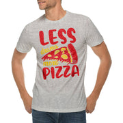 Less Drama More Pizza Graphic Design Ring Spun Combed Cotton Short Sleeve Deluxe Jersey T-Shirt - Heather-Grey XS