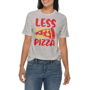 Less Drama More Pizza Graphic Design Ring Spun Combed Cotton Short Sleeve Deluxe Jersey T-Shirt - Heather-Grey XS