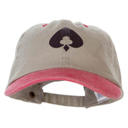 Poker Spade Clubs Diamond Logo Heat Transfer Pigment Dyed Wash Cap - Beige-Red OSFM