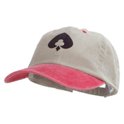 Poker Spade Clubs Diamond Logo Heat Transfer Pigment Dyed Wash Cap - Beige-Red OSFM