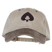 Poker Spade Clubs Diamond Logo Heat Transfer Pigment Dyed Wash Cap - Beige-Brown OSFM