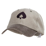 Poker Spade Clubs Diamond Logo Heat Transfer Pigment Dyed Wash Cap - Beige-Brown OSFM