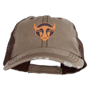 Bull Face Heat Transfer Low Profile Special Cotton Mesh Cap