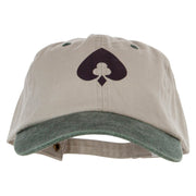 Poker Spade Clubs Diamond Logo Heat Transfer Pigment Dyed Wash Cap - Khaki-Green OSFM