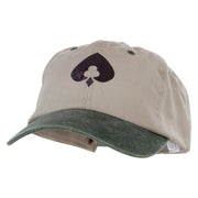 Poker Spade Clubs Diamond Logo Heat Transfer Pigment Dyed Wash Cap - Khaki-Green OSFM