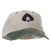 Poker Spade Clubs Diamond Logo Heat Transfer Pigment Dyed Wash Cap - Khaki-Green OSFM