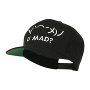 Angry Text Emoticon Embroidered Snapback Cap