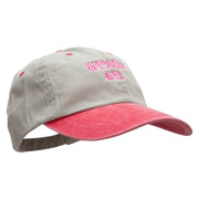 Birthday Girl Embroidered Pigment Dyed Wash Cap - Beige-Red OSFM