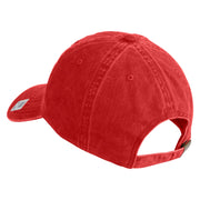 US Marines Veteran Flag Design Embroidered Washed Solid Pigment Dyed Cotton Twill Brass Buckle Cap - Red OSFM