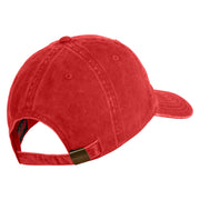 US Marines Veteran Flag Design Embroidered Washed Solid Pigment Dyed Cotton Twill Brass Buckle Cap - Red OSFM