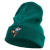 Yellow Bee Embroidered 12 Inch Long Knitted Beanie - Dk-Green OSFM