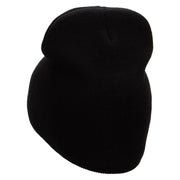 Rose with Leaves Embroidered 8 Inch Short Beanie - Black OSFM