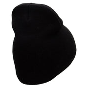 Rose with Leaves Embroidered 8 Inch Short Beanie - Black OSFM