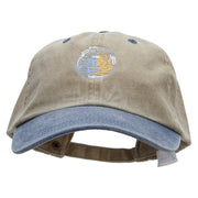 Sea Fishing Boat Embroidered Pigment Dyed Wash Cap - Khaki-Navy OSFM