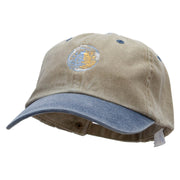 Sea Fishing Boat Embroidered Pigment Dyed Wash Cap - Khaki-Navy OSFM