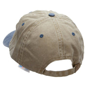 Sea Fishing Boat Embroidered Pigment Dyed Wash Cap - Khaki-Navy OSFM