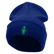 Alien Baby Embroidered 12 Inch Long Knitted Beanie - Royal OSFM