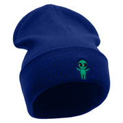 Alien Baby Embroidered 12 Inch Long Knitted Beanie - Royal OSFM