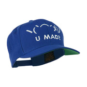 Angry Text Emoticon Embroidered Snapback Cap