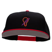 Light Bulb Embroidered Two Tone Superior Cotton Twill Flat Bill Snapback Cap - Red-Black OSFM