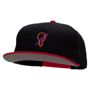 Light Bulb Embroidered Two Tone Superior Cotton Twill Flat Bill Snapback Cap - Red-Black OSFM