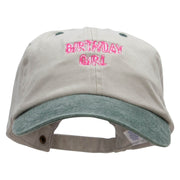 Birthday Girl Embroidered Pigment Dyed Wash Cap - Beige-Green OSFM