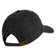 US Marines Veteran Flag Design Embroidered Washed Solid Pigment Dyed Cotton Twill Brass Buckle Cap - Black OSFM