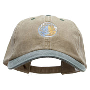 Sea Fishing Boat Embroidered Pigment Dyed Wash Cap - Khaki-Green OSFM