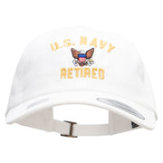 Officially Licensed United States Navy Retired Unstructured Low Profile 6 panel Cotton Cap - White OSFM