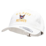 Officially Licensed United States Navy Retired Unstructured Low Profile 6 panel Cotton Cap - White OSFM