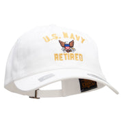 Officially Licensed United States Navy Retired Unstructured Low Profile 6 panel Cotton Cap - White OSFM