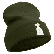 Sheriff Money Bag Logo Embroidered 12 Inch Long Knitted Beanie - Olive OSFM