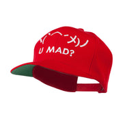 Angry Text Emoticon Embroidered Snapback Cap