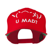 Angry Text Emoticon Embroidered Snapback Cap