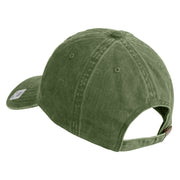 US Marines Veteran Flag Design Embroidered Washed Solid Pigment Dyed Cotton Twill Brass Buckle Cap - Olive OSFM