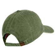 US Marines Veteran Flag Design Embroidered Washed Solid Pigment Dyed Cotton Twill Brass Buckle Cap - Olive OSFM