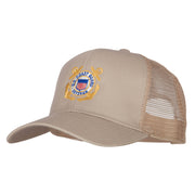 US Coast Guard Veteran Anchors Embroidered Solid Cotton Mesh Pro Cap