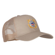 US Coast Guard Veteran Anchors Embroidered Solid Cotton Mesh Pro Cap