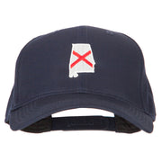 Alabama State Flag Map Embroidered Solid Cotton Pro Cap