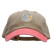 Sea Fishing Boat Embroidered Pigment Dyed Wash Cap - Khaki-Red OSFM