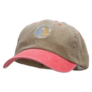 Sea Fishing Boat Embroidered Pigment Dyed Wash Cap - Khaki-Red OSFM