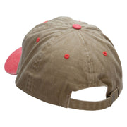 Sea Fishing Boat Embroidered Pigment Dyed Wash Cap - Khaki-Red OSFM