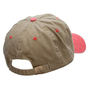 Sea Fishing Boat Embroidered Pigment Dyed Wash Cap - Khaki-Red OSFM