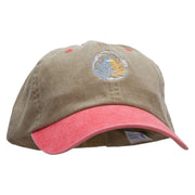 Sea Fishing Boat Embroidered Pigment Dyed Wash Cap - Khaki-Red OSFM