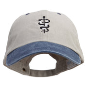 Veterinary Symbol Embroidered Pigment Dyed Wash Cap - Beige-Navy OSFM